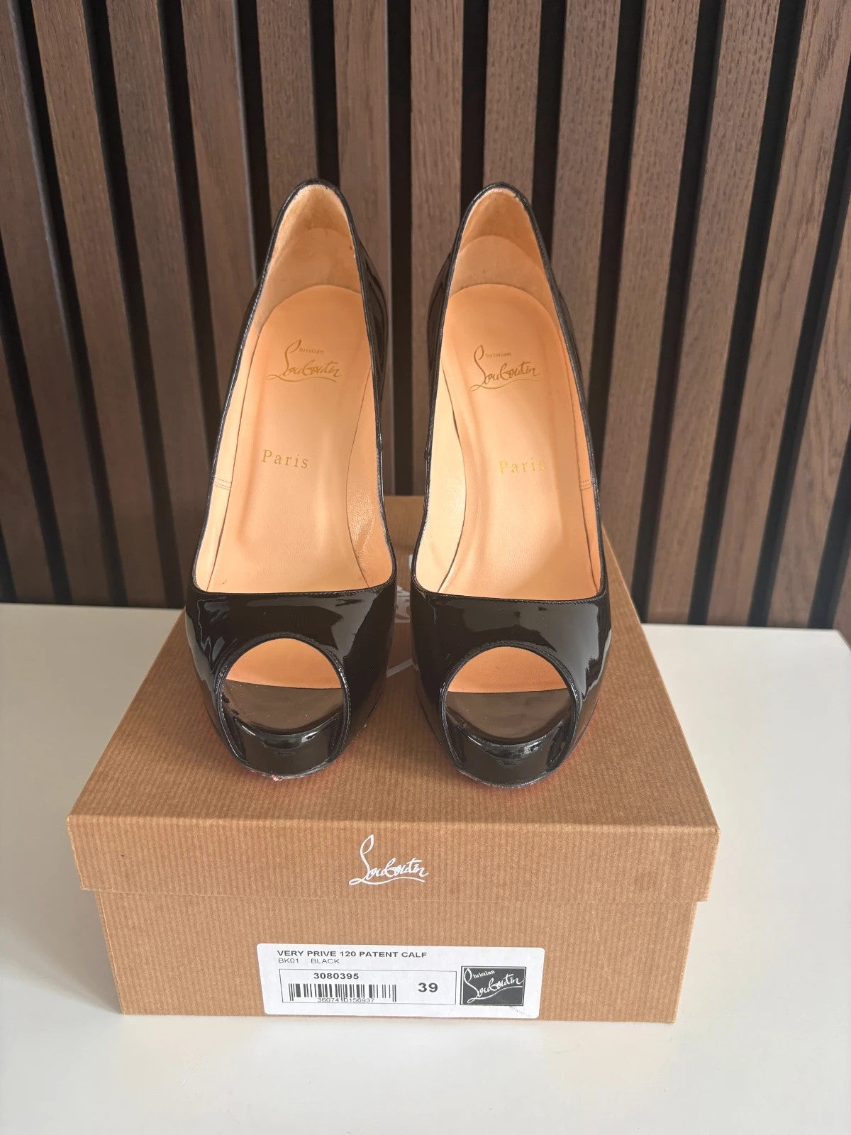 Christian Louboutin Very Prive Black (image 4) Christian Louboutin Very Prive Patent Leather Heels - red sole detail