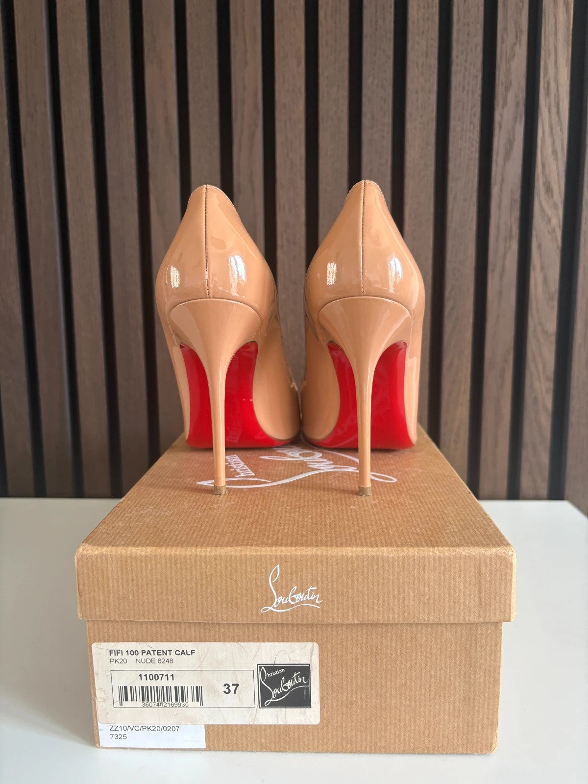 Christian Louboutin Fifi Nude (image 2) Christian Louboutin Fifi 100 Patent Leather Heels - alternate angle