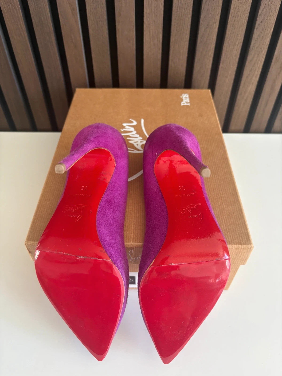 Christian Louboutin So Kate Pink (image 5) Christian Louboutin So Kate 120 Suede Heels - heel and construction