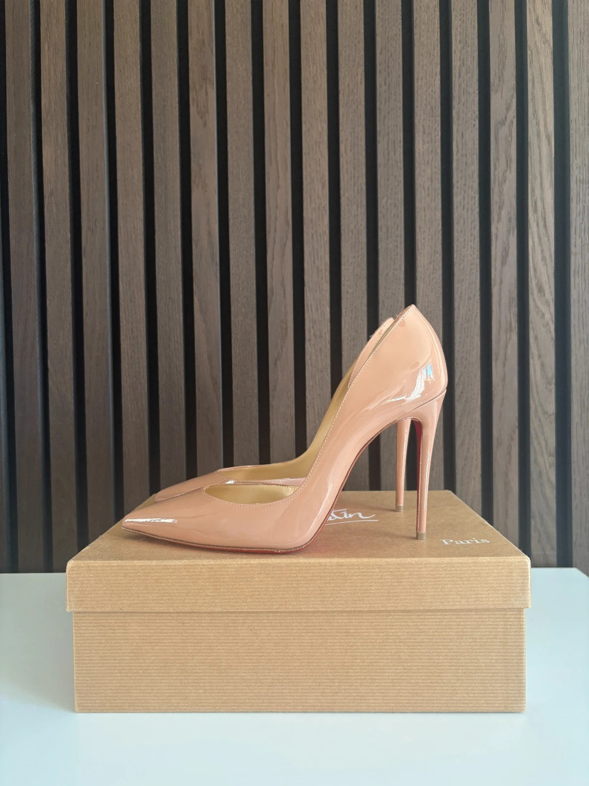 Christian Louboutin Iriza Nude Christian Louboutin Iriza 100 Patent Leather Heels - main product view