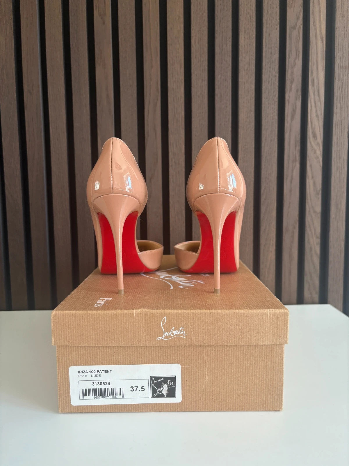 Christian Louboutin Iriza Nude (image 4) Christian Louboutin Iriza 100 Patent Leather Heels - red sole detail