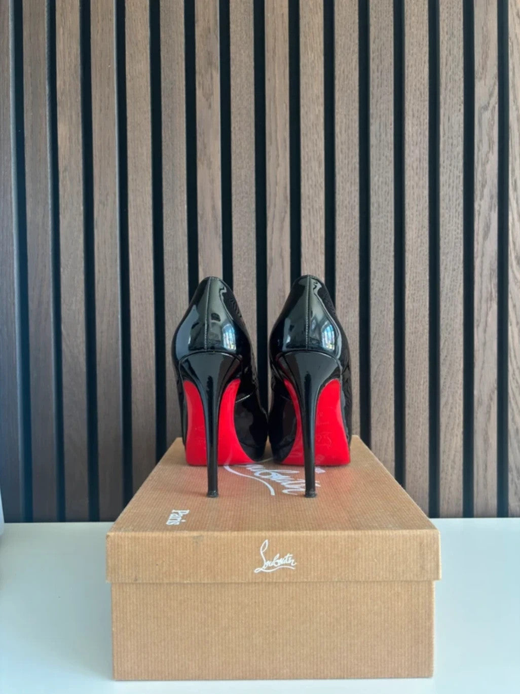 Christian Louboutin Yolanda Black (image 4) Christian Louboutin Yolanda 120 Black Patent Leather Heels - red sole detail