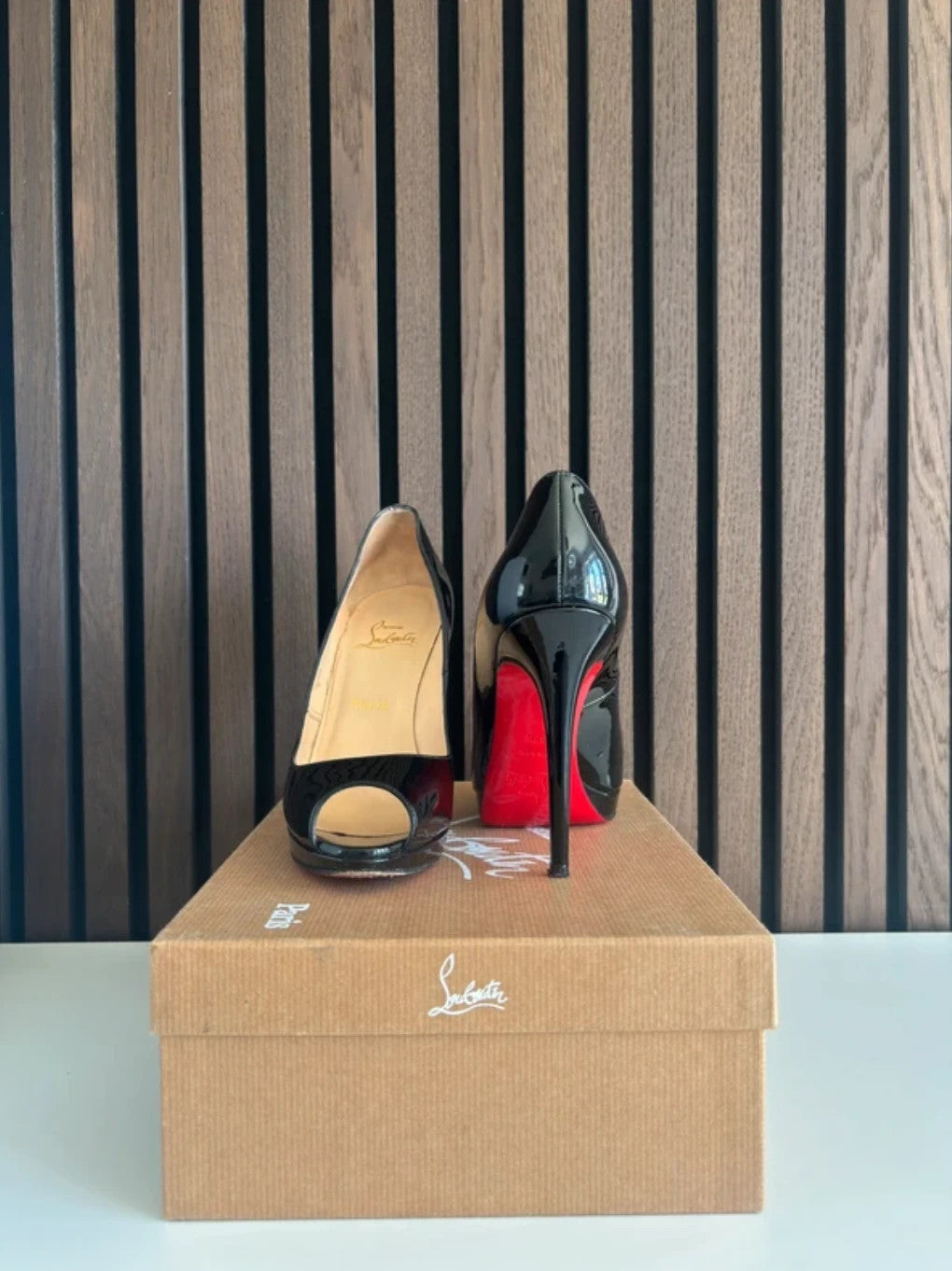 Christian Louboutin Yolanda Black (image 3) Christian Louboutin Yolanda 120 Black Patent Leather Heels - detail view