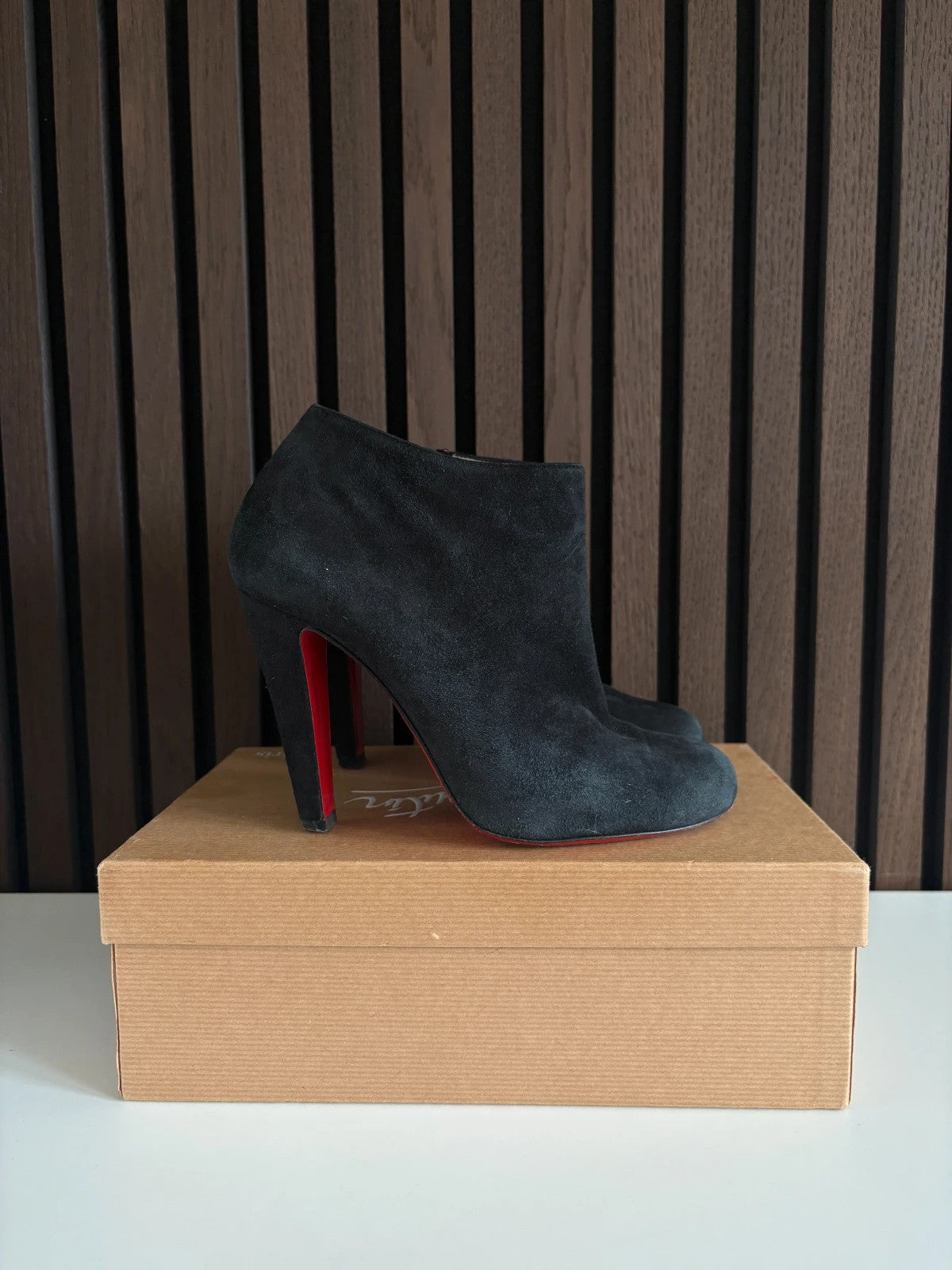Christian Louboutin Belle Black (image 3) Christian Louboutin Belle 85 Suede Ankle Boots - detail view