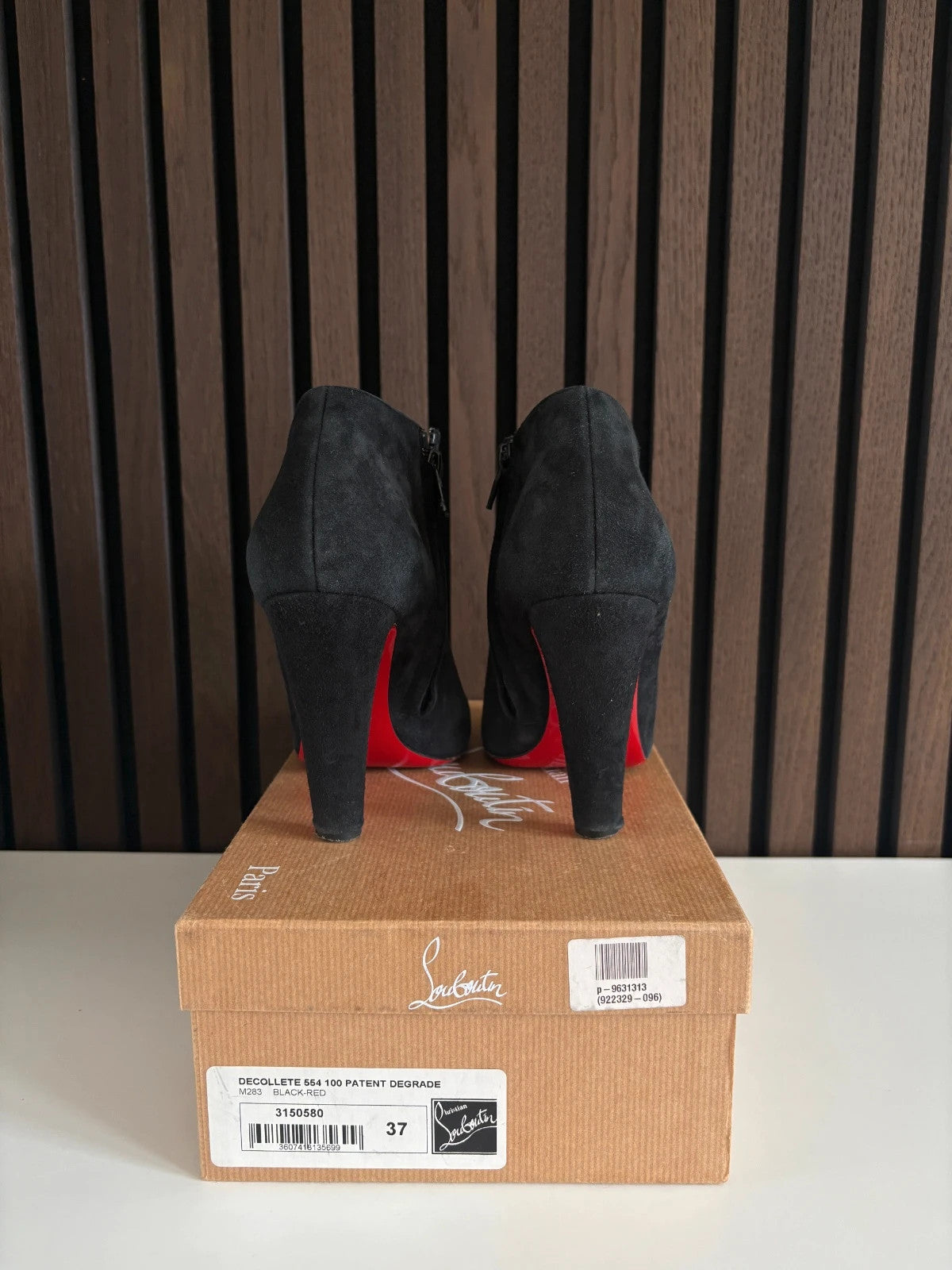 Christian Louboutin Belle Black (image 4) Christian Louboutin Belle 85 Suede Ankle Boots - red sole detail