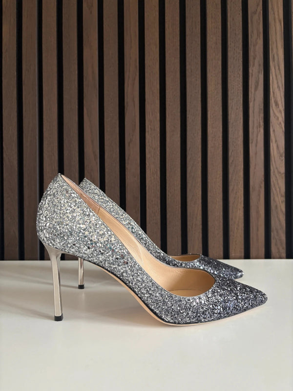 Jimmy Choo Romy 85 Glitter Heels