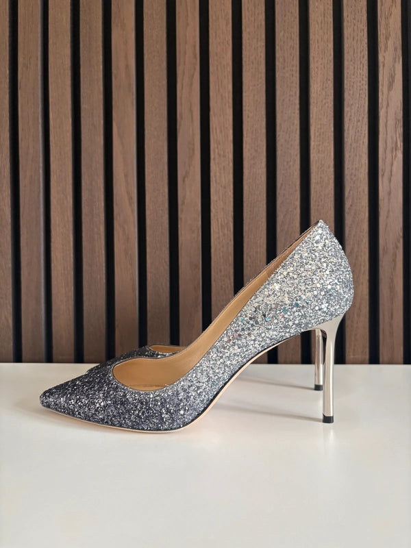Jimmy Choo Romy 85 Glitter Heels - Detail