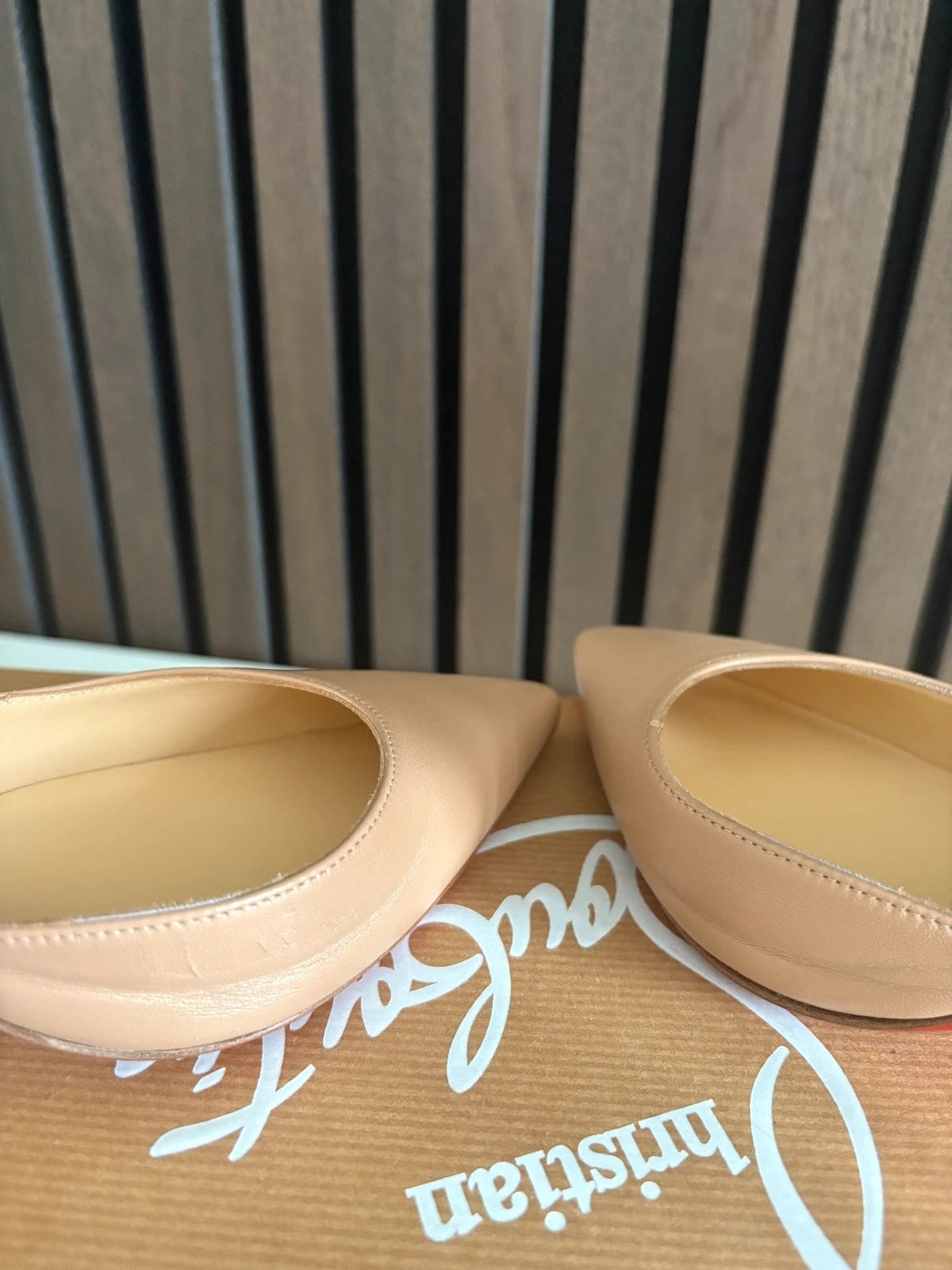 Christian Louboutin Iriza Nude (image 6) Christian Louboutin Iriza 100 Nude Leather Heels - additional view 6