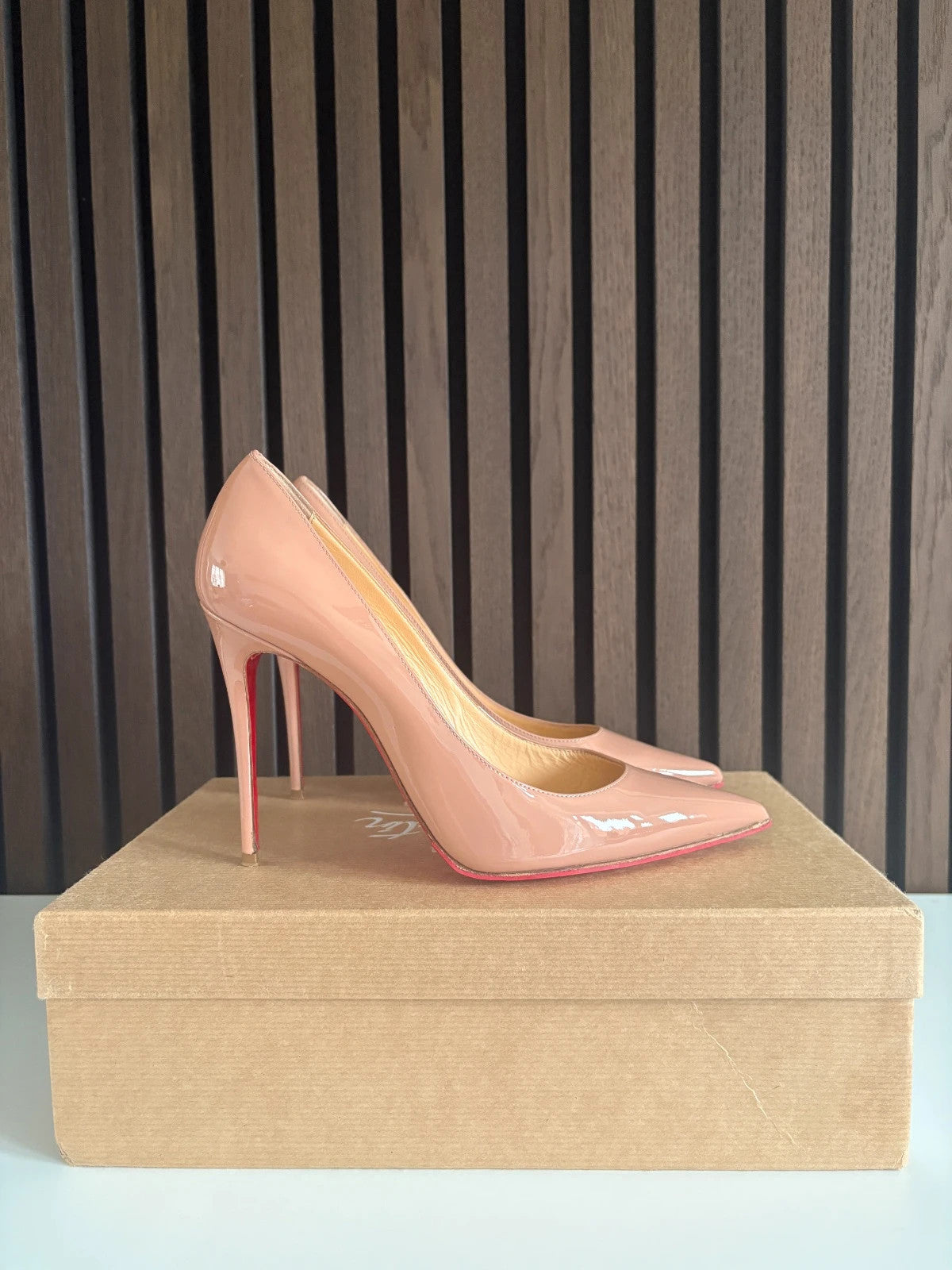 Christian Louboutin Kate Nude (image 2) Christian Louboutin Kate 100 Patent Leather Heels - alternate angle