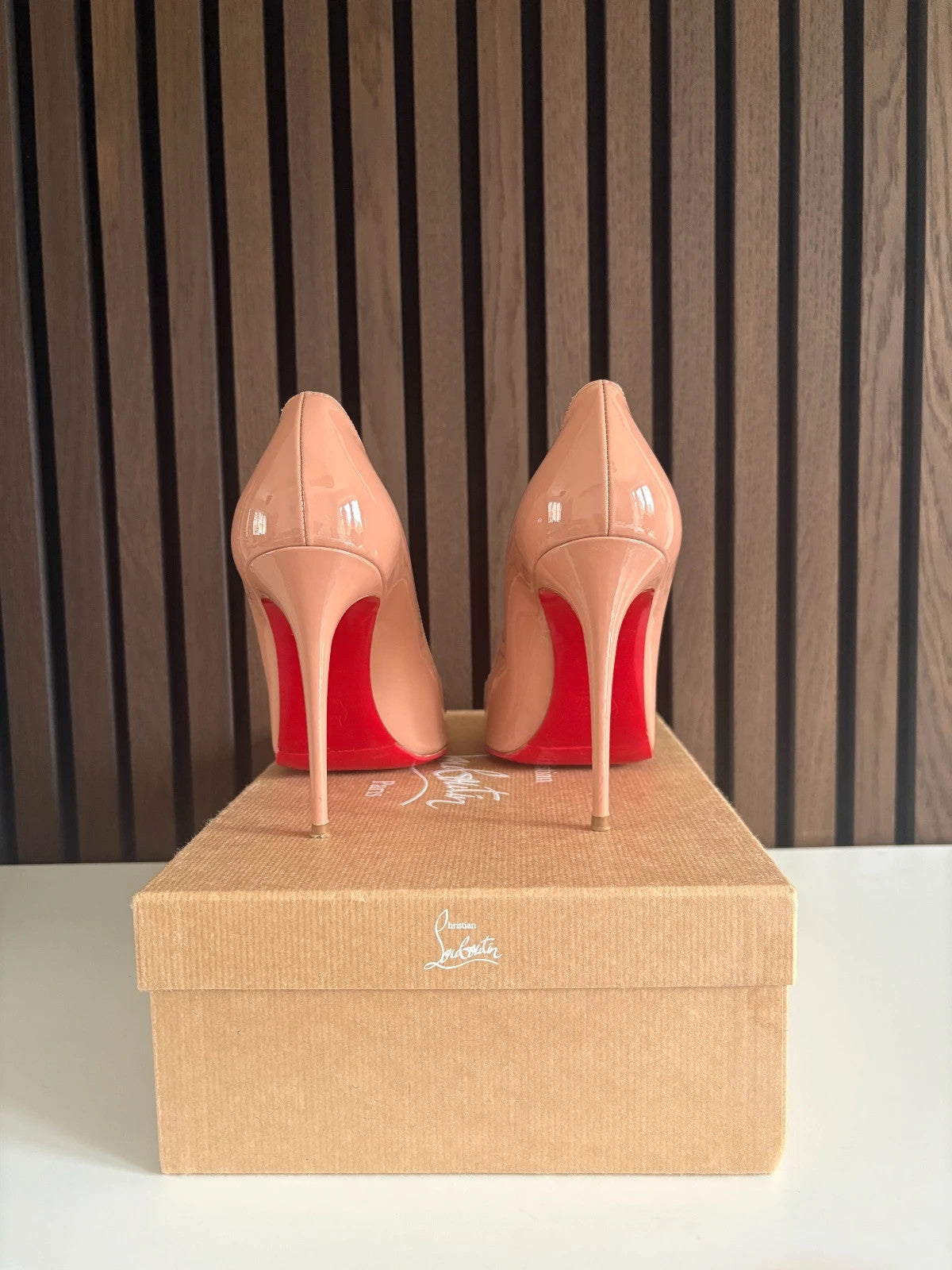 Christian Louboutin Kate Nude (image 5) Christian Louboutin Kate 100 Patent Leather Heels - heel and construction
