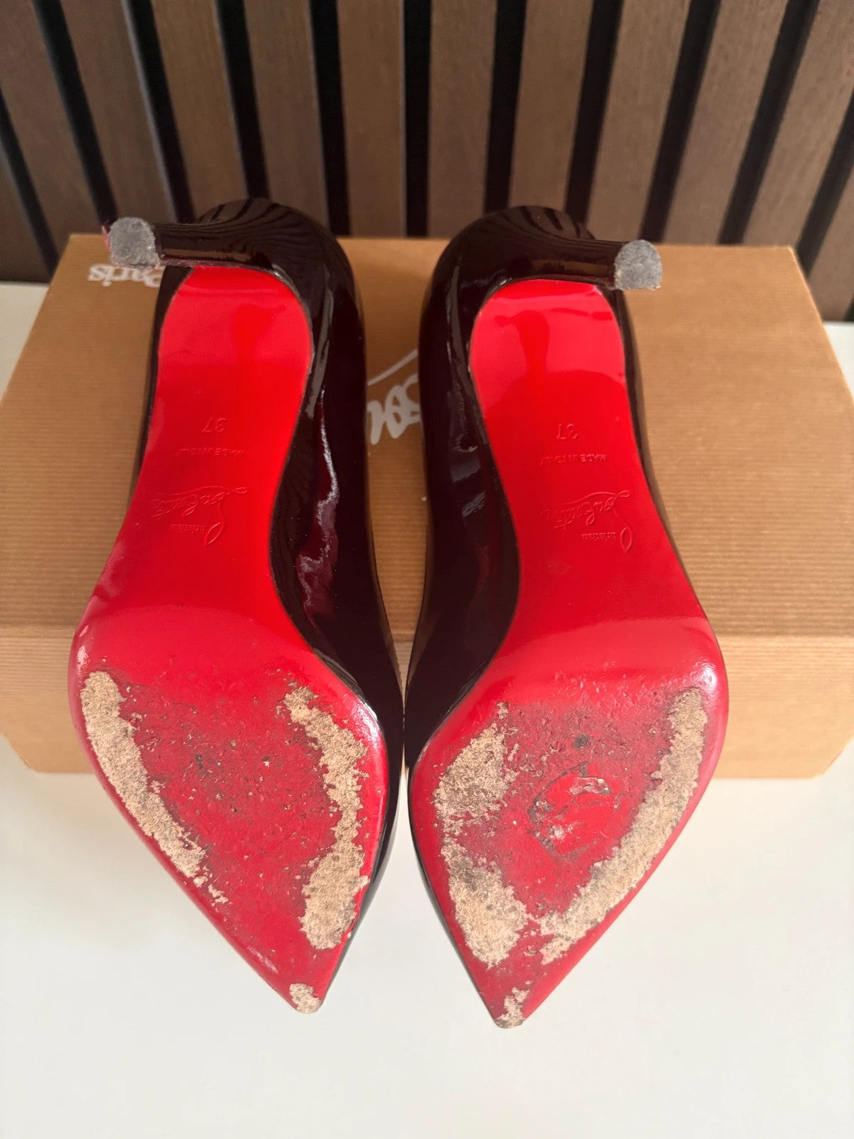 Christian Louboutin Pigalle Black (image 6) Christian Louboutin Pigalle 100 Black Patent Leather Heels - additional view 6
