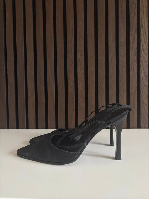 Gucci Gucci Vintage Slingback Black Satin Heels