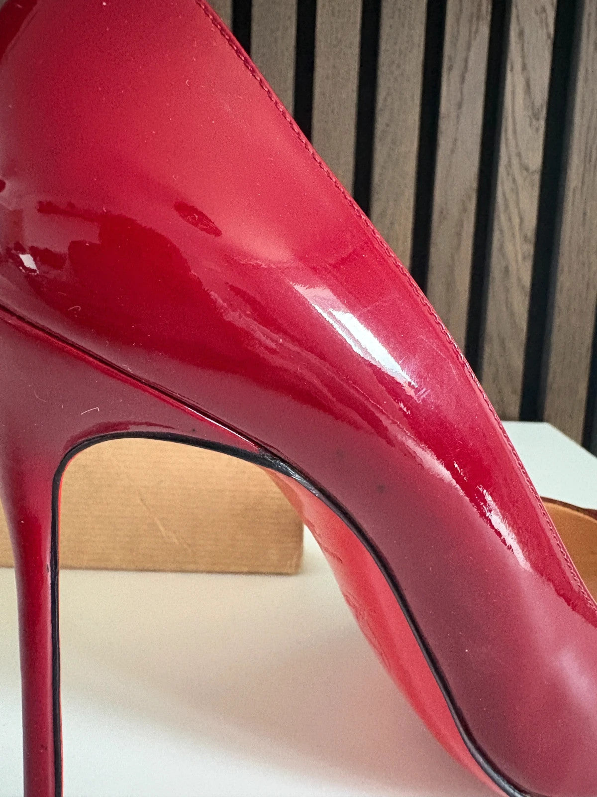 Christian Louboutin Elisa Red (image 4) Christian Louboutin Elisa 100 Red Patent Leather Pumps Heels - red sole detail