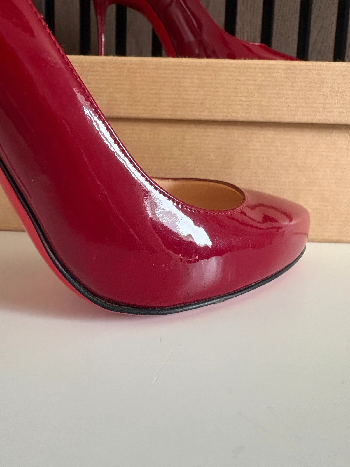 Christian Louboutin Elisa Red (image 5) Christian Louboutin Elisa 100 Red Patent Leather Pumps Heels - heel and construction