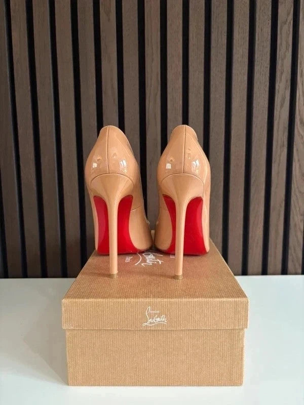 Christian Louboutin Pigalle Nude (image 3) Christian Louboutin Pigalle 120 Nude Patent Leather Heels - detail view