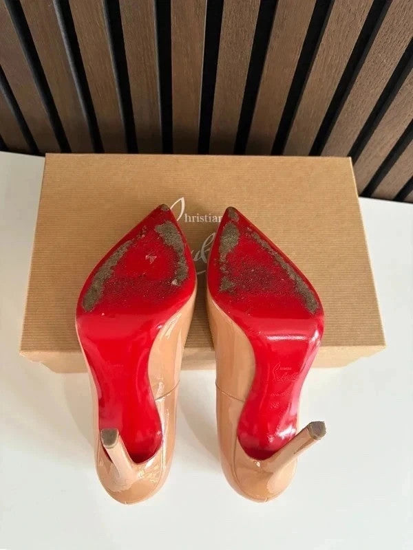 Christian Louboutin Pigalle Nude (image 6) Christian Louboutin Pigalle 120 Nude Patent Leather Heels - additional view 6