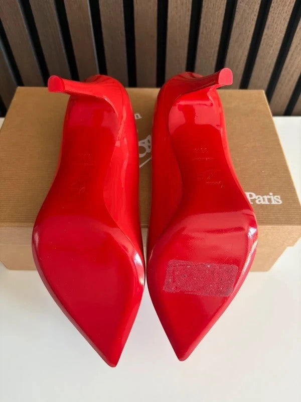 Christian Louboutin Pigalle 100 Red Patent Leather Heels - Detail