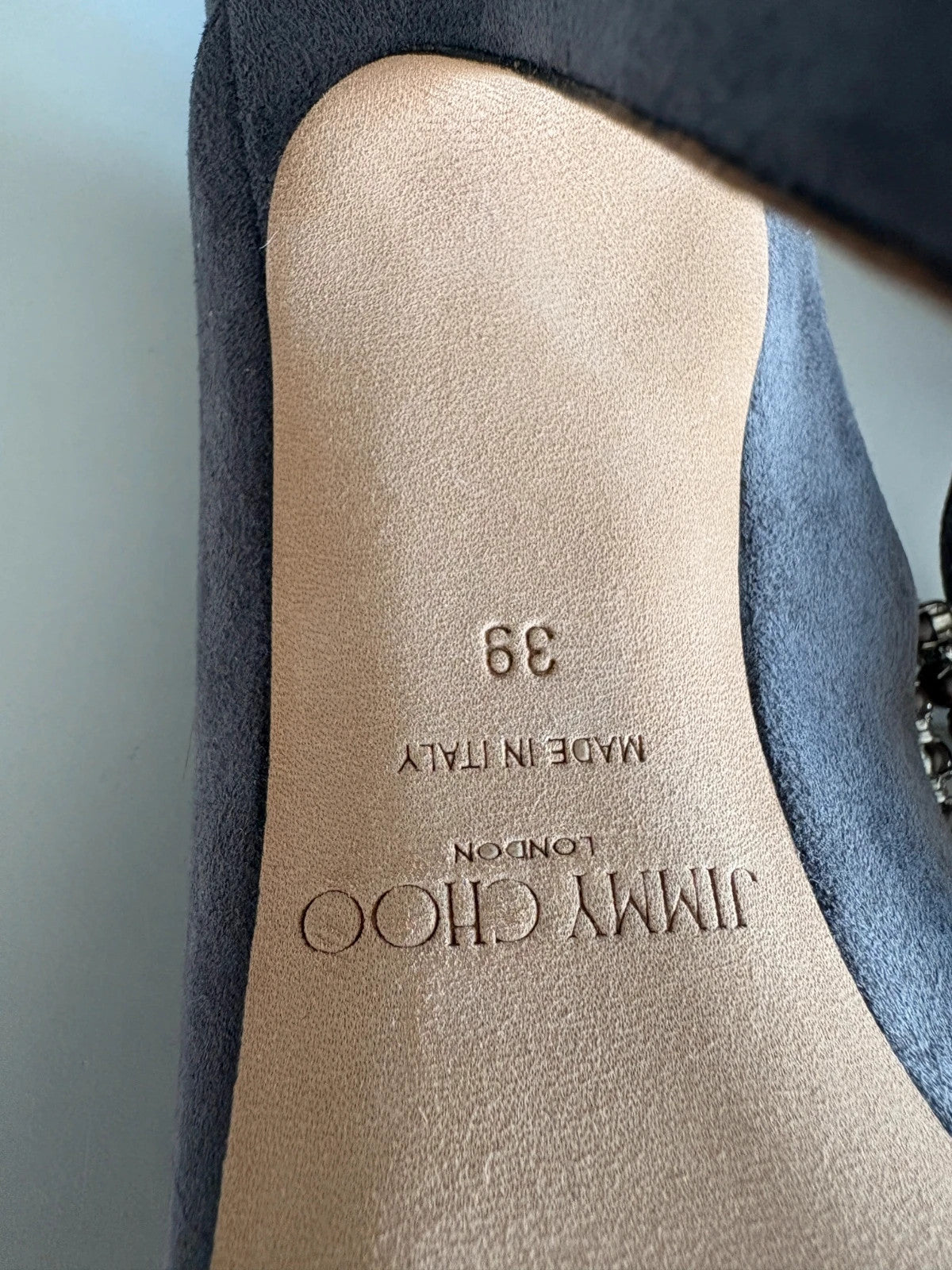 Jimmy Choo Bing Grey (image 6) Jimmy Choo Bing 65 Mules Grey Suede Heels - additional view 6