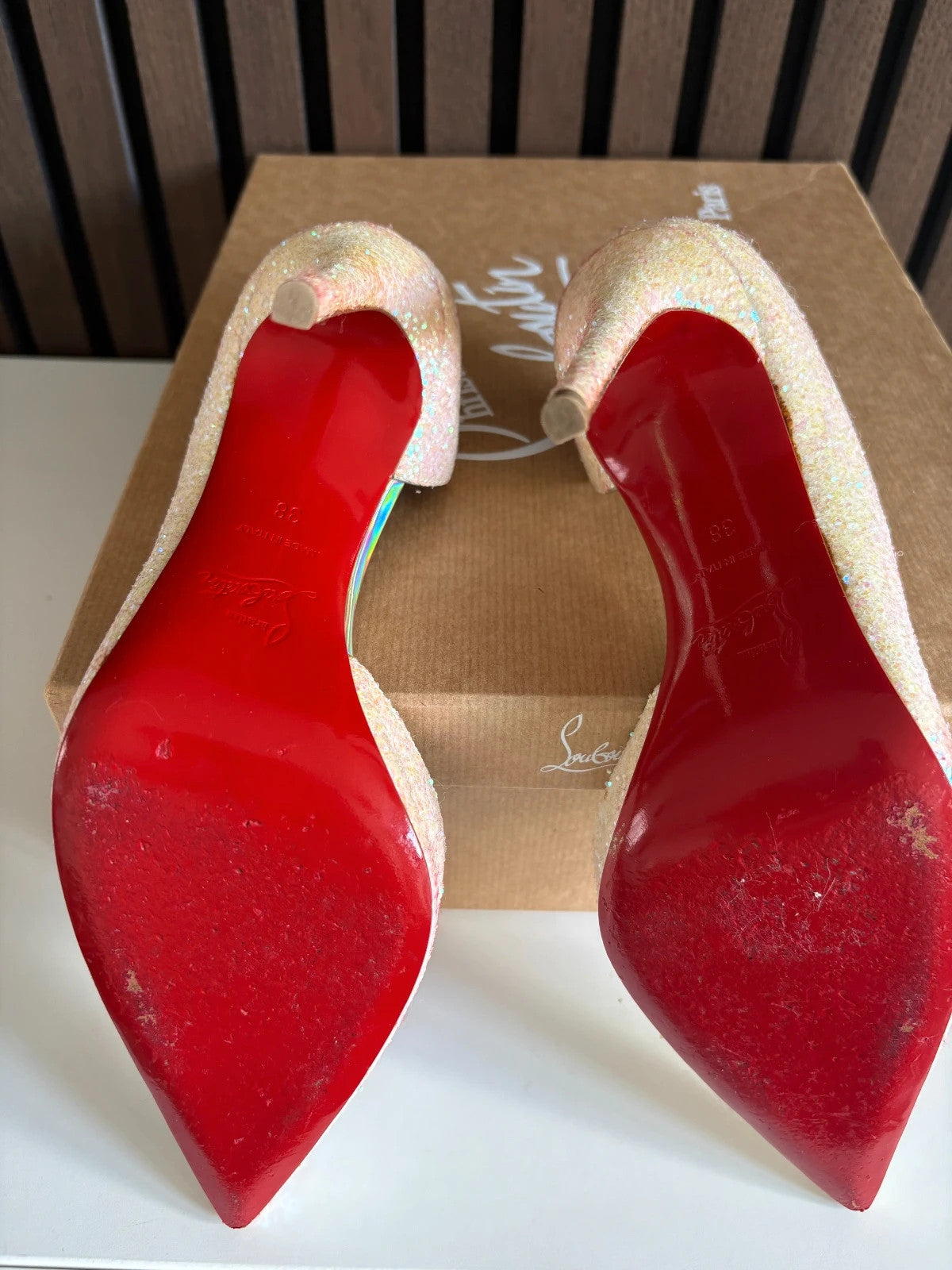 Christian Louboutin Iriza Glitter (image 3) Christian Louboutin Iriza 100 Glitter Sparkly Heels - detail view