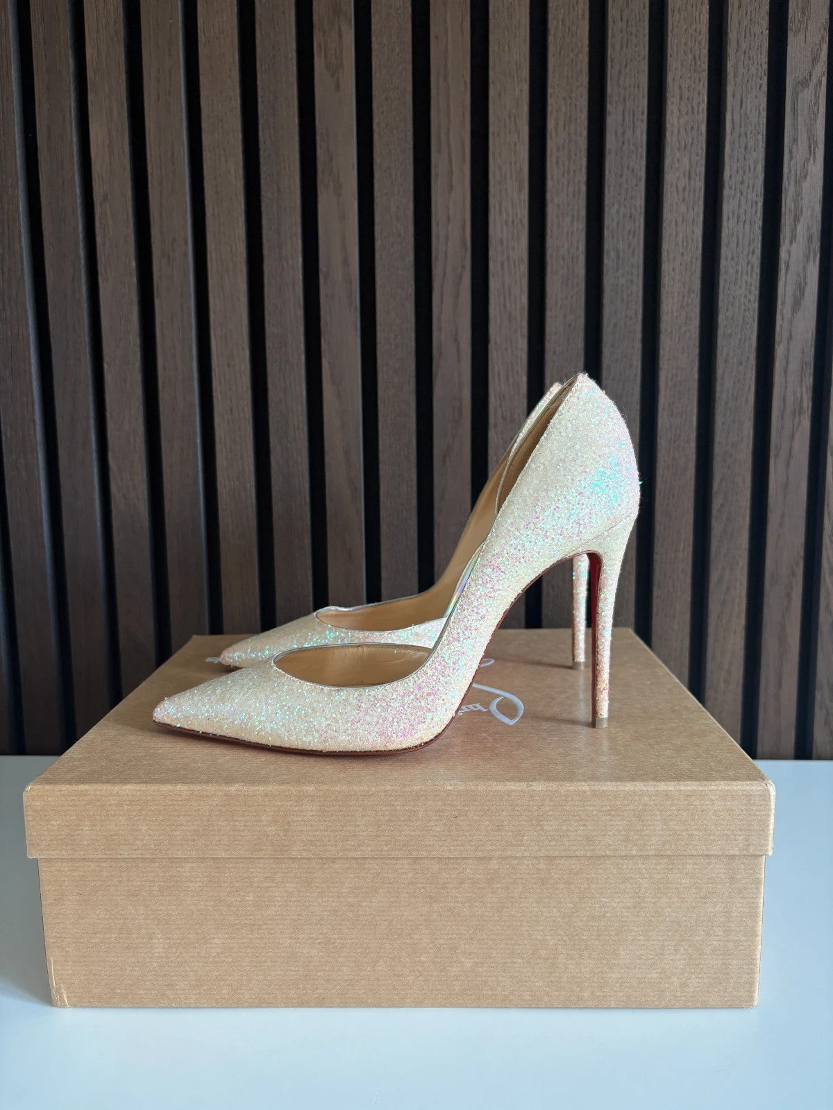 Christian Louboutin Iriza Glitter Christian Louboutin Iriza 100 Glitter Sparkly Heels - main product view