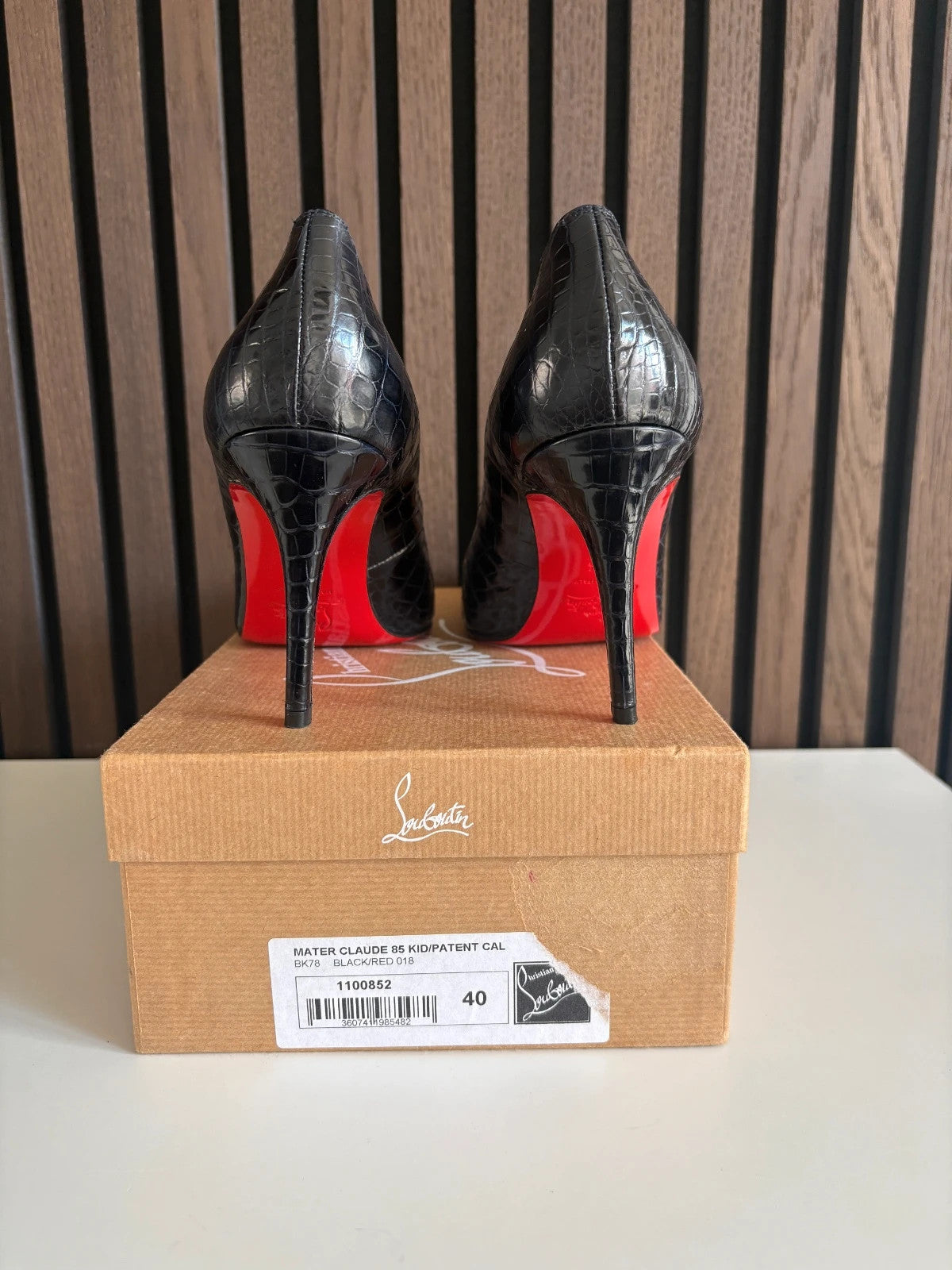 Christian Louboutin Mater Claude Black (image 3) Christian Louboutin Mater Claude 85 Black Kid Leather Heels - detail view