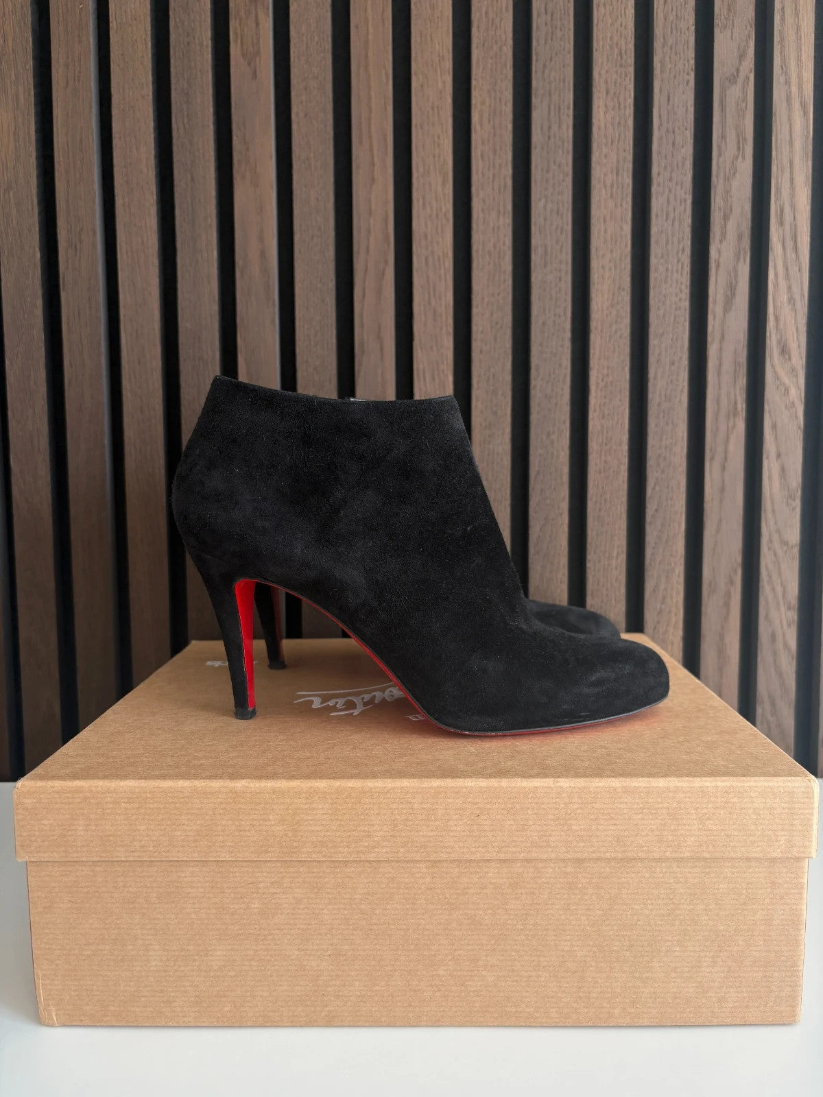 Christian Louboutin Belle Black Christian Louboutin Belle 100 Suede Ankle Boots - main product view