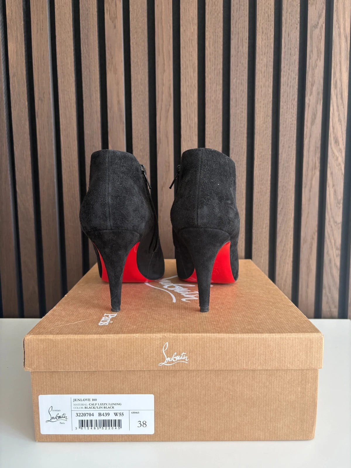 Christian Louboutin Belle Black (image 3) Christian Louboutin Belle 100 Suede Ankle Boots - detail view