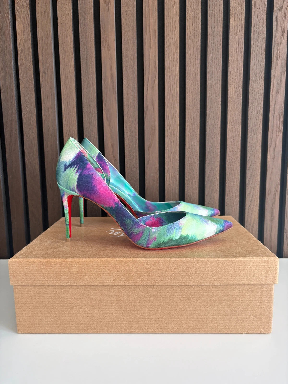 Christian Louboutin Iriza Multicolour (image 4) Christian Louboutin Iriza 85 Multi Heels - red sole detail
