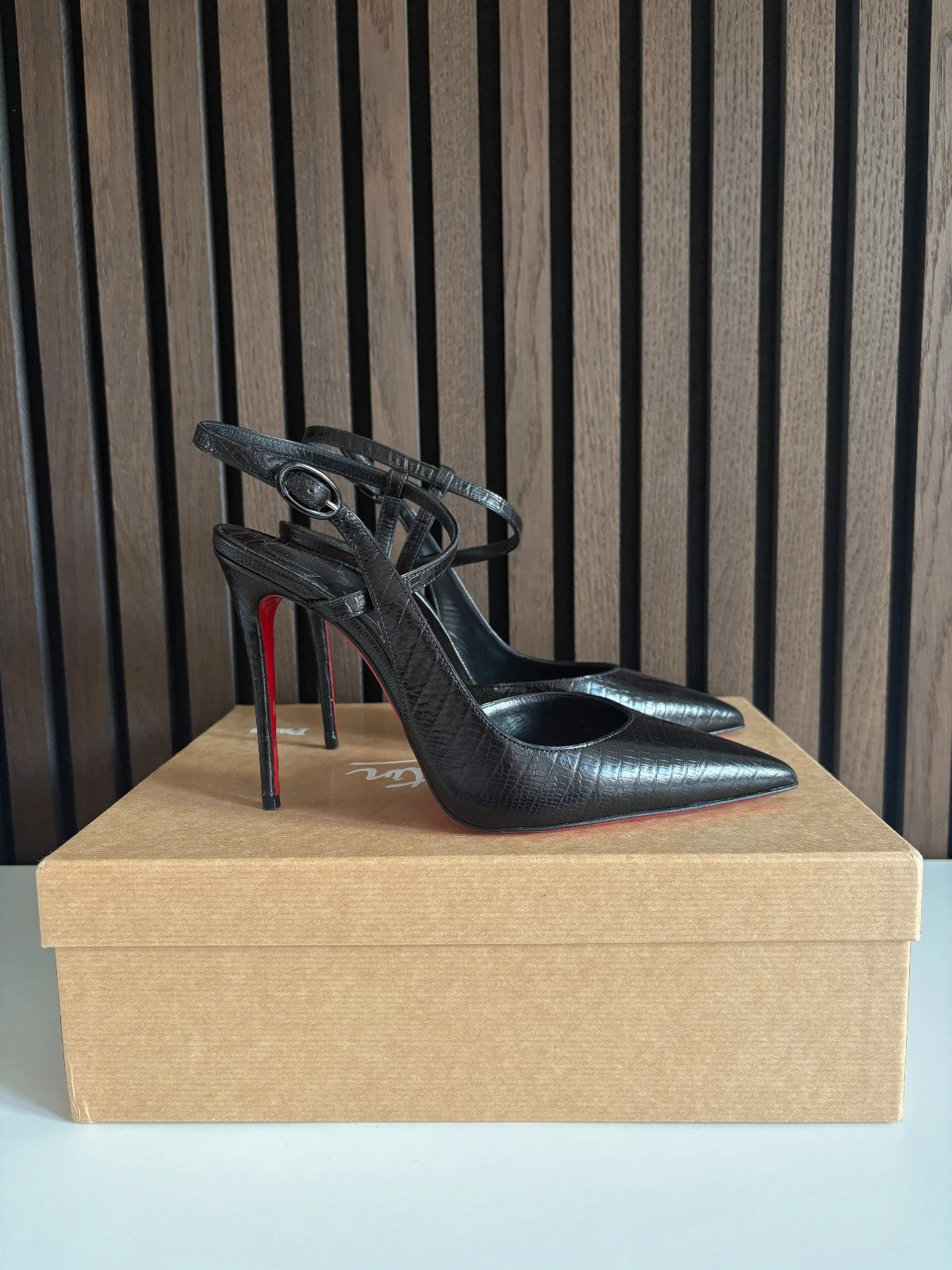 Christian Louboutin Jenlove Black (image 2) Christian Louboutin Jenlove 100 Black Leather Heels - alternate angle