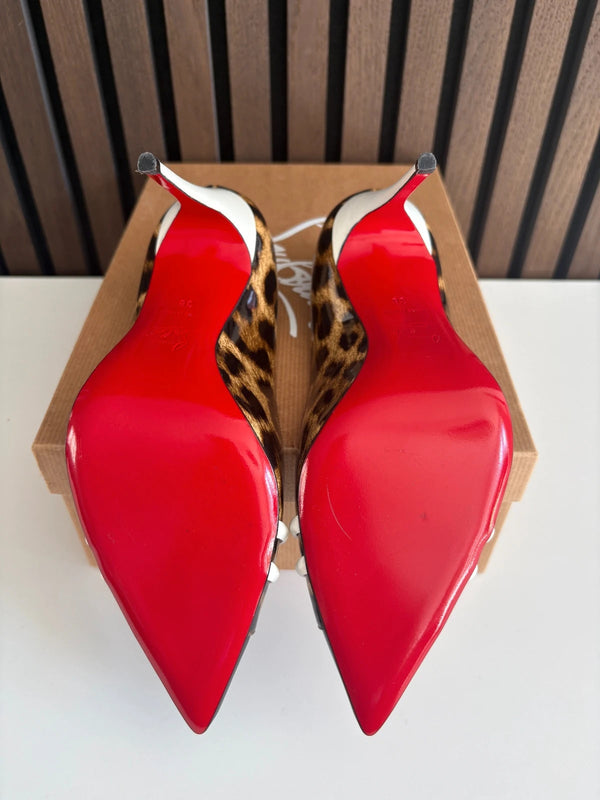 Christian Louboutin Front Double 100 Leopard Patent Heels - Detail
