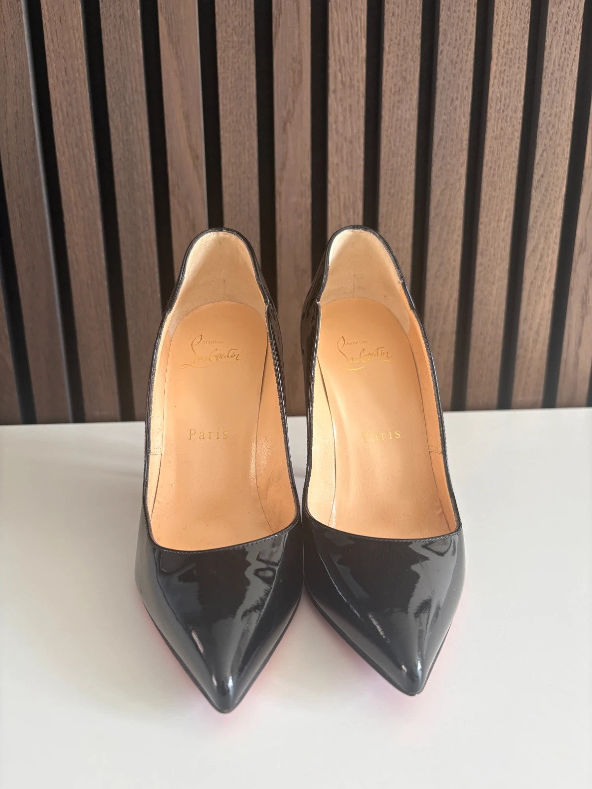 Christian Louboutin Hot Chick Black (image 3) Christian Louboutin Hot Chick 100 Patent Leather Heels - detail view