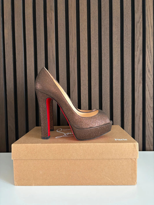 Christian Louboutin Bambou Peep Toe Bronze