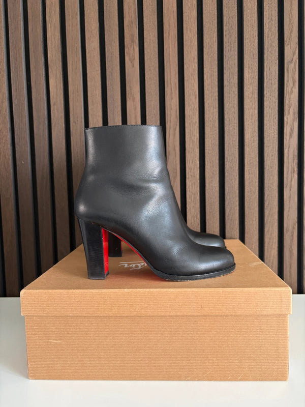 Christian Louboutin Adox 85 Black Leather Ankle Boots - Detail