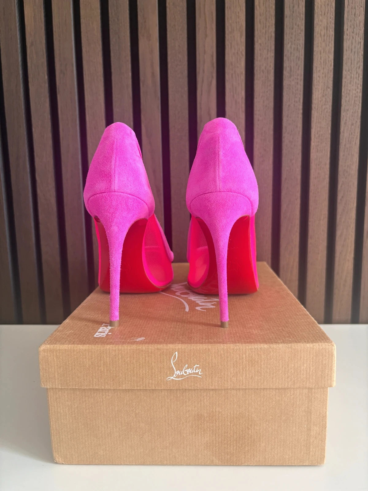 Christian Louboutin Galativi Pink (image 5) Christian Louboutin Galativi 100 Veau Velour Heels - heel and construction
