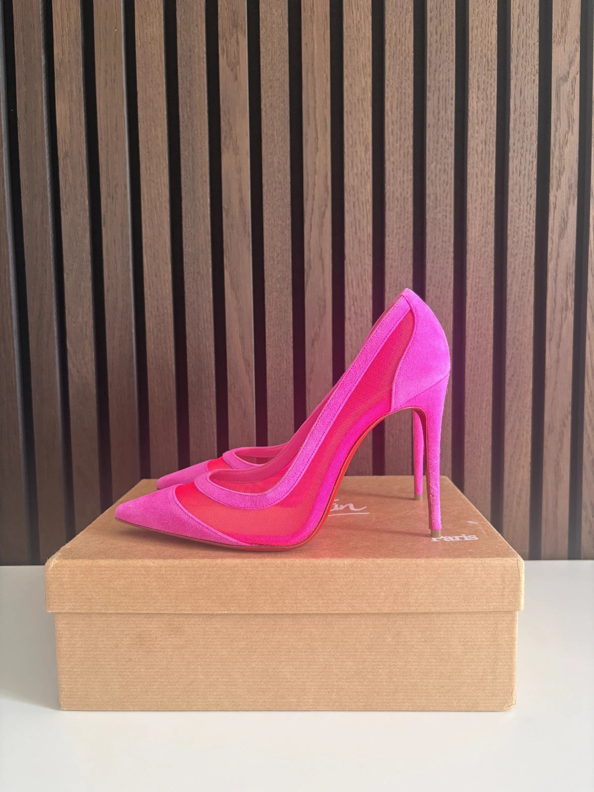 Christian Louboutin Galativi Pink (image 3) Christian Louboutin Galativi 100 Veau Velour Heels - detail view