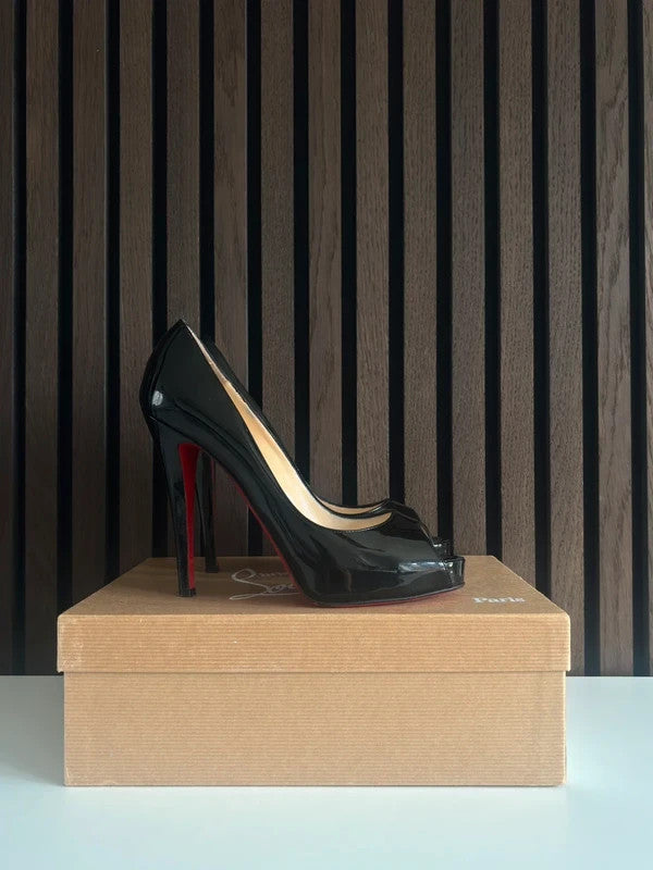 Christian Louboutin Very Prive Black (image 2) Christian Louboutin Very Prive 120 Black Patent Calf Heels - alternate angle