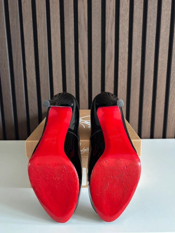 Christian Louboutin Very Prive Black (image 4) Christian Louboutin Very Prive 120 Black Patent Calf Heels - red sole detail