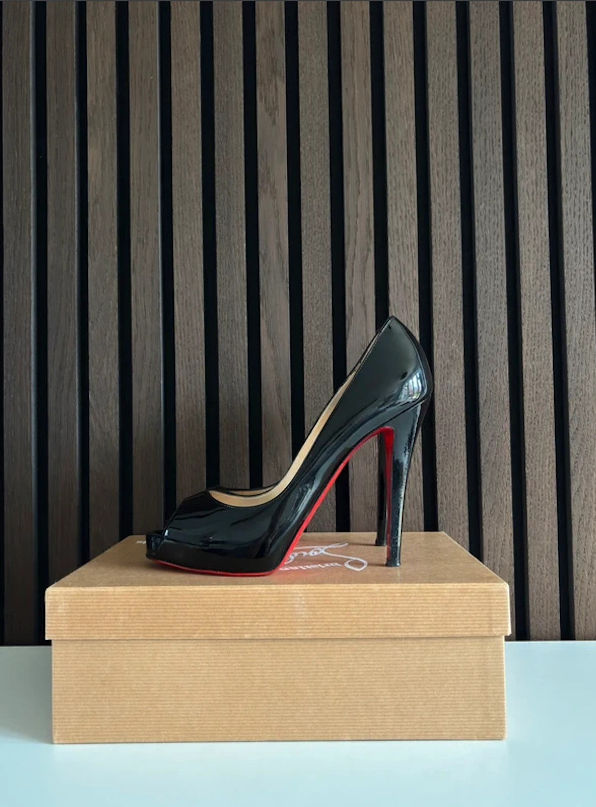 Christian Louboutin Very Prive Black Christian Louboutin Very Prive 120 Black Patent Calf Heels - main product view