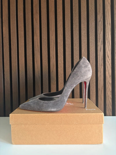 Christian Louboutin Iriza 100 Grey Suede D'orsay Heels