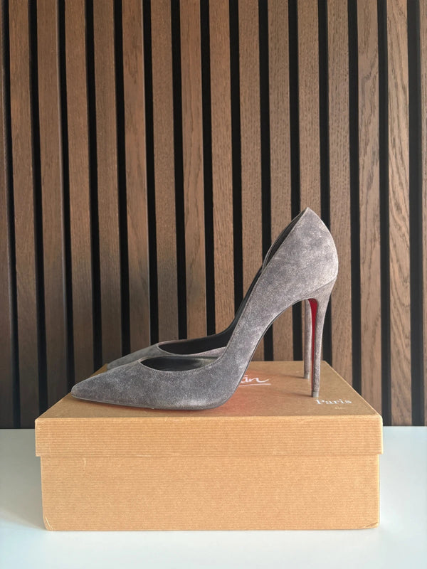 Christian Louboutin Iriza 100 Grey Suede D'orsay Heels