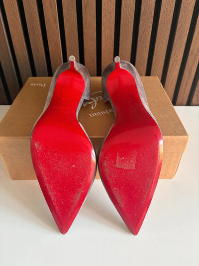 Christian Louboutin Iriza 100 Grey Suede D'orsay Heels