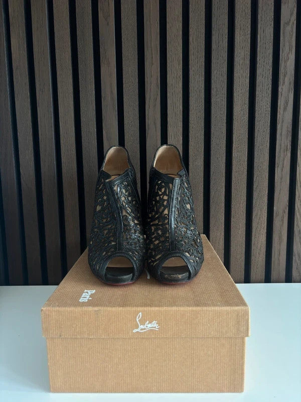 Christian Louboutin Pampas Peep-toe Black (image 5) Christian Louboutin Pampas Peep-toe Black Ankle Boots - heel and construction