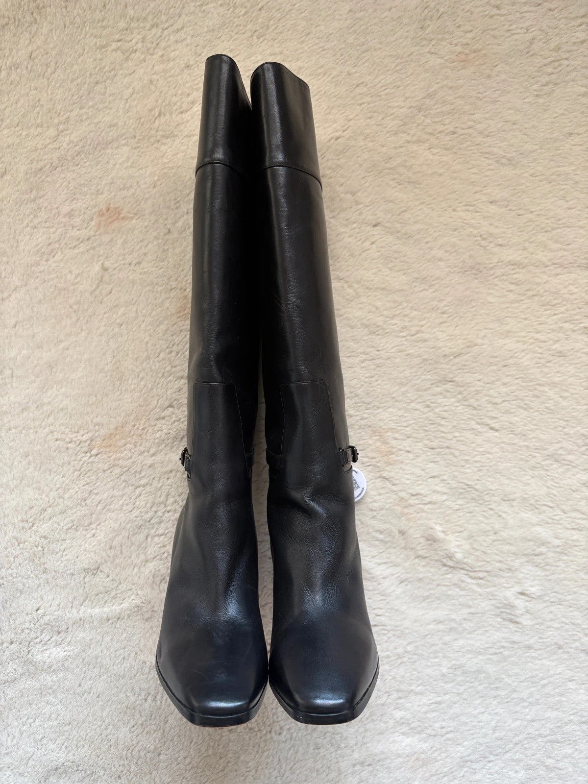 Christian Louboutin Mervillon Black (image 4) Christian Louboutin Mervillon 85 Black Leather Knee High Boots - red sole detail