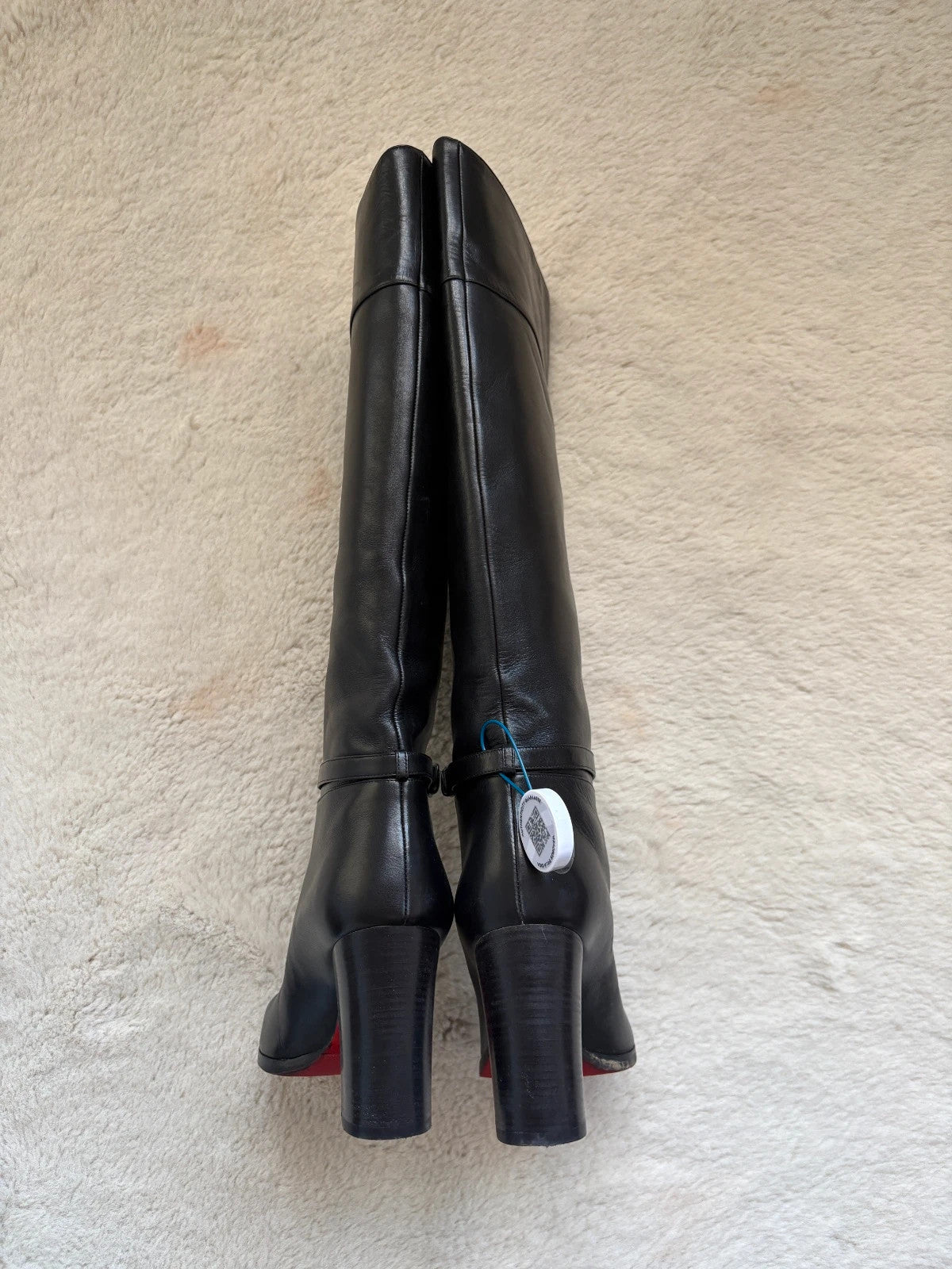 Christian Louboutin Mervillon Black (image 2) Christian Louboutin Mervillon 85 Black Leather Knee High Boots - alternate angle