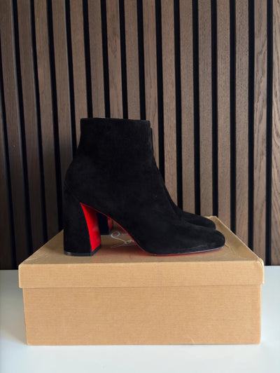 Christian Louboutin Turela 85 Black Veau Velour Ankle Boots