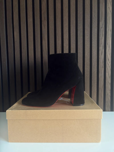 Christian Louboutin Turela 85 Black Veau Velour Ankle Boots