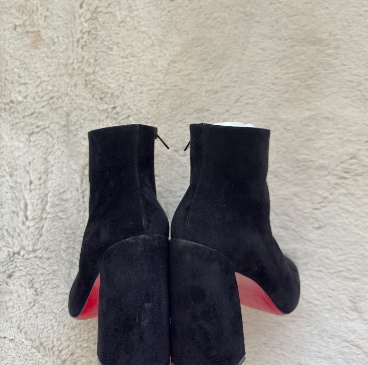 Christian Louboutin Turela Black (image 5) Christian Louboutin Turela 85 Black Veau Velour Ankle Boots - heel and construction