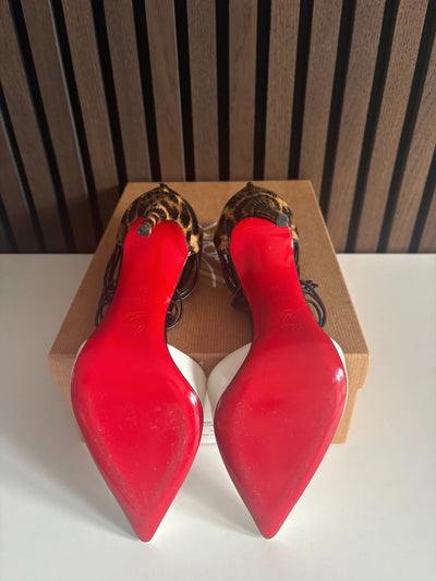 Christian Louboutin Confusa 100 White Patent Leather T-strap Heels