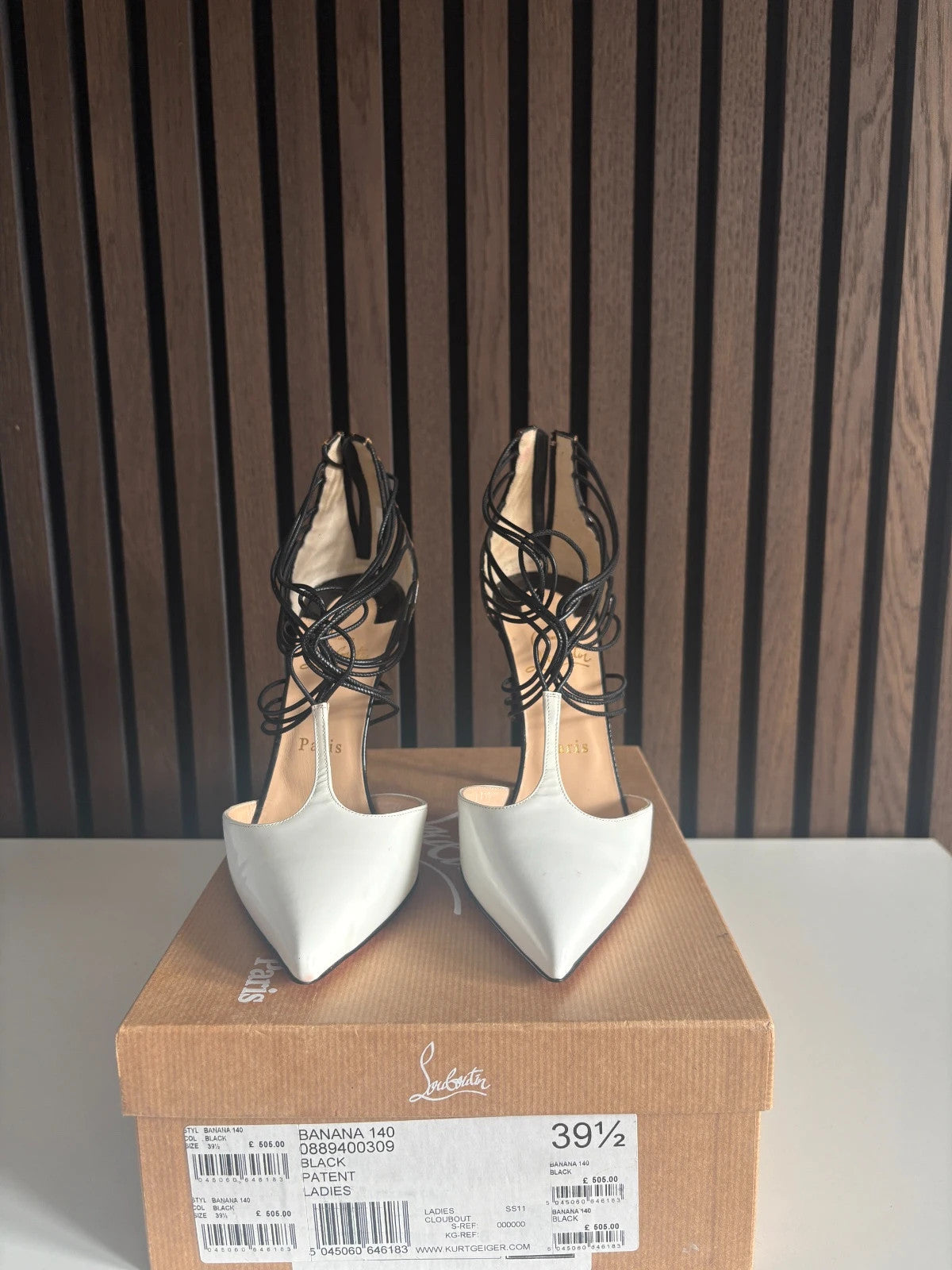 Christian Louboutin Confusa White (image 5) Christian Louboutin Confusa 100 White Patent Leather T-strap Heels - heel and construction
