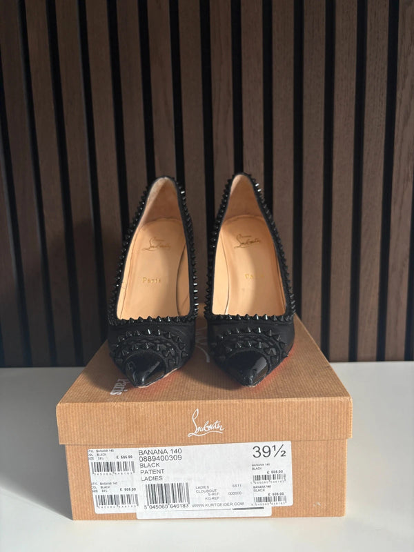Christian Louboutin Malabar Hill 100 Black Leather Spiked Heels - Detail